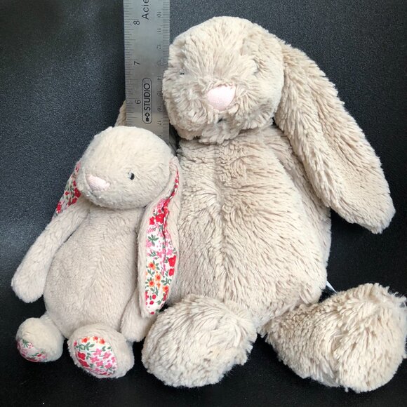 2 Jellycat London 12"&8" Mom&Kid Bunny Rabbit Plush Stuffed Animal Soft Tan - Picture 4 of 7